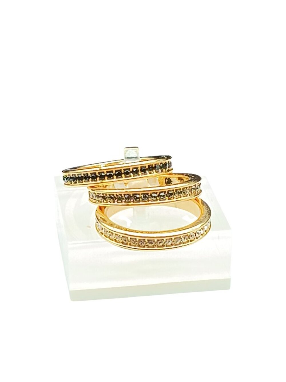 Park Lane Paradigm Gold-Tone Stackable Rings With Crystal Accents Size 10 Elegan